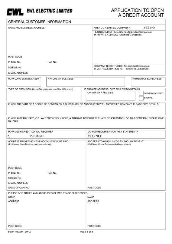 Account Application form